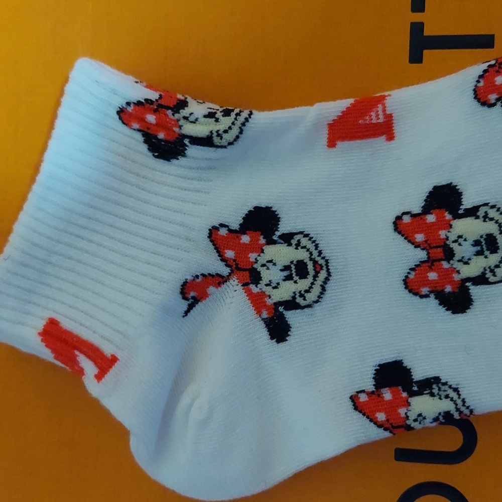 White Socks with Red Minnie Mouse Design - Picture 2 of 2